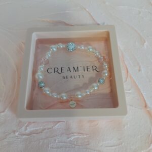 Precious bead bracelet- white crystal- s/m