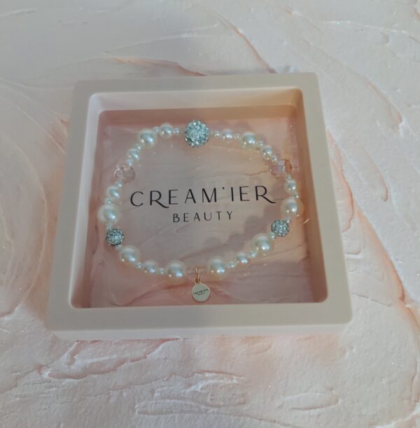 Precious bead bracelet- white crystal- s/m